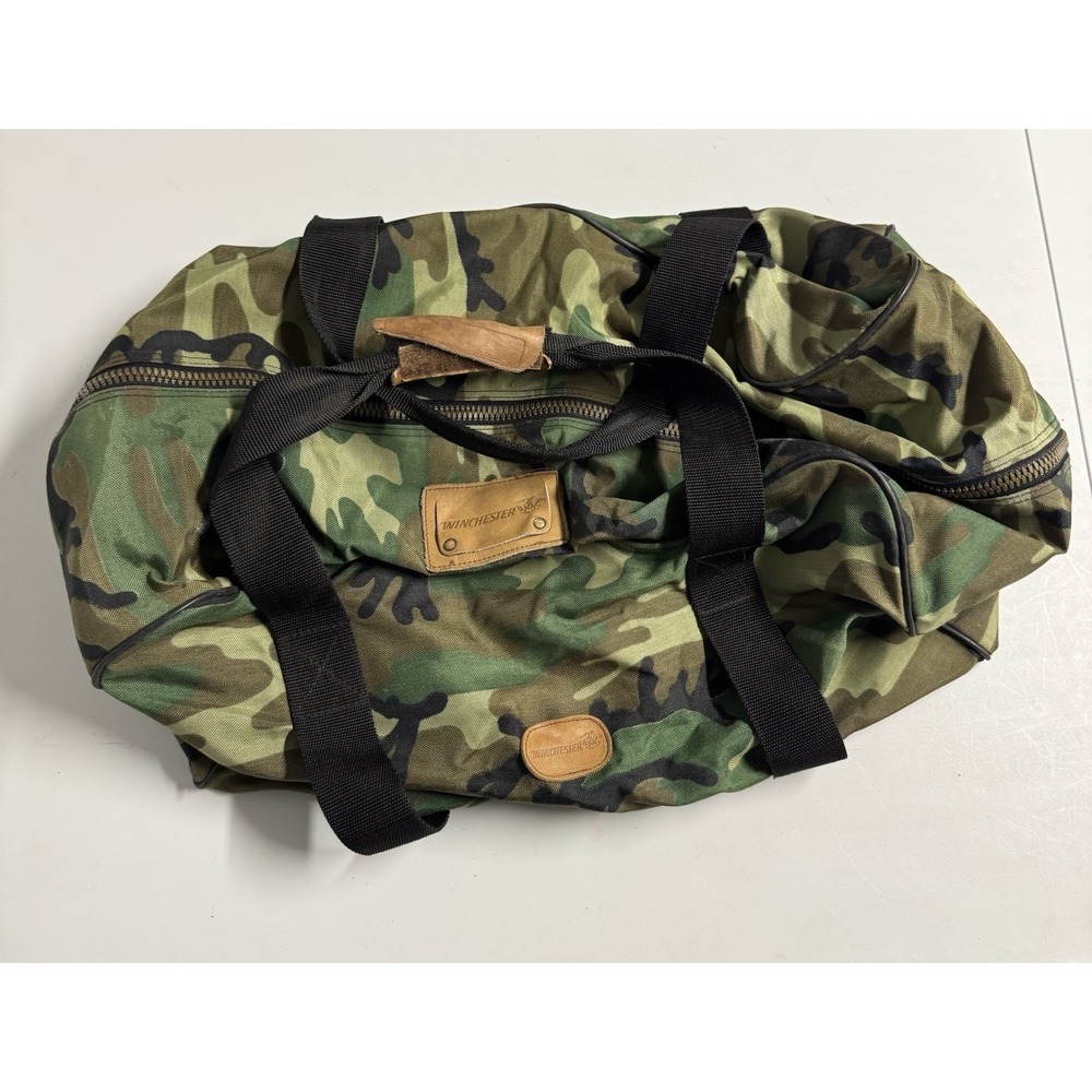 Vintage Winchester Duffle Bag Camo 21x12 Hunting Gorpcore Utility Gym Travel 90s